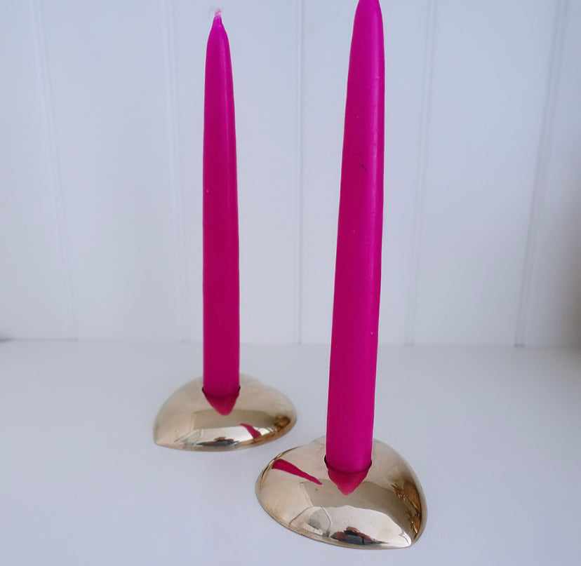 Pair of Brass Heart Candle Holders