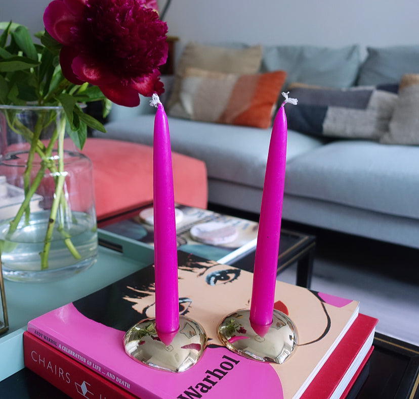 Pair of Brass Heart Candle Holders