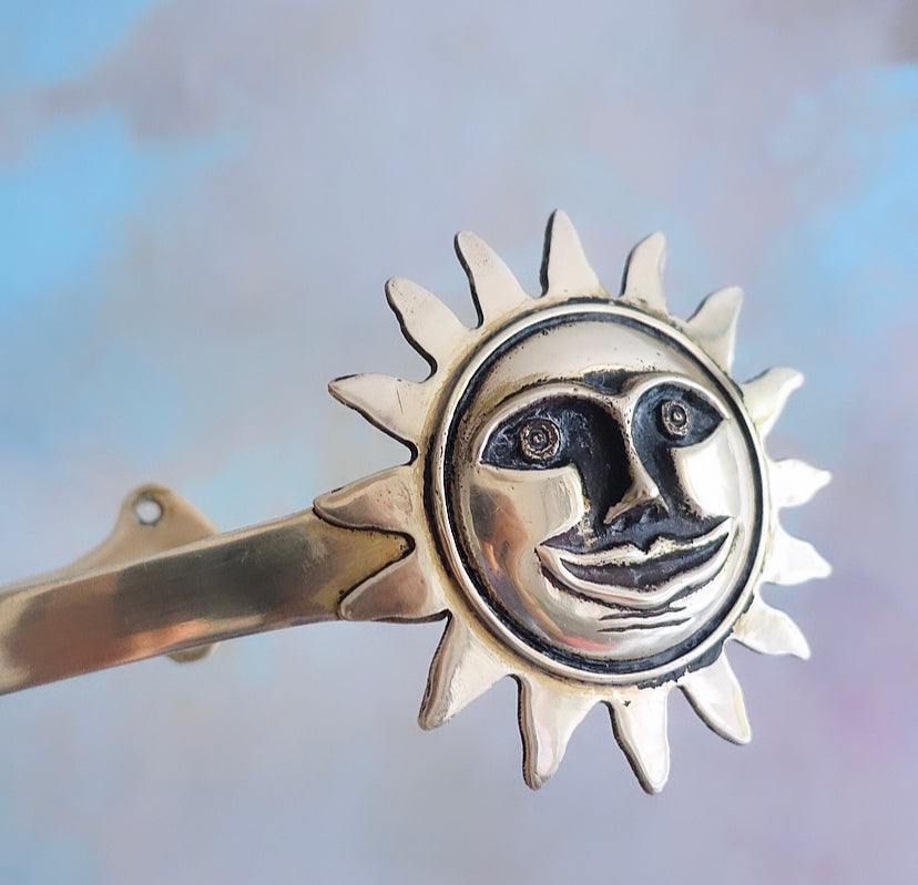 Pair of Brass Sun Curtain Tie-Backs