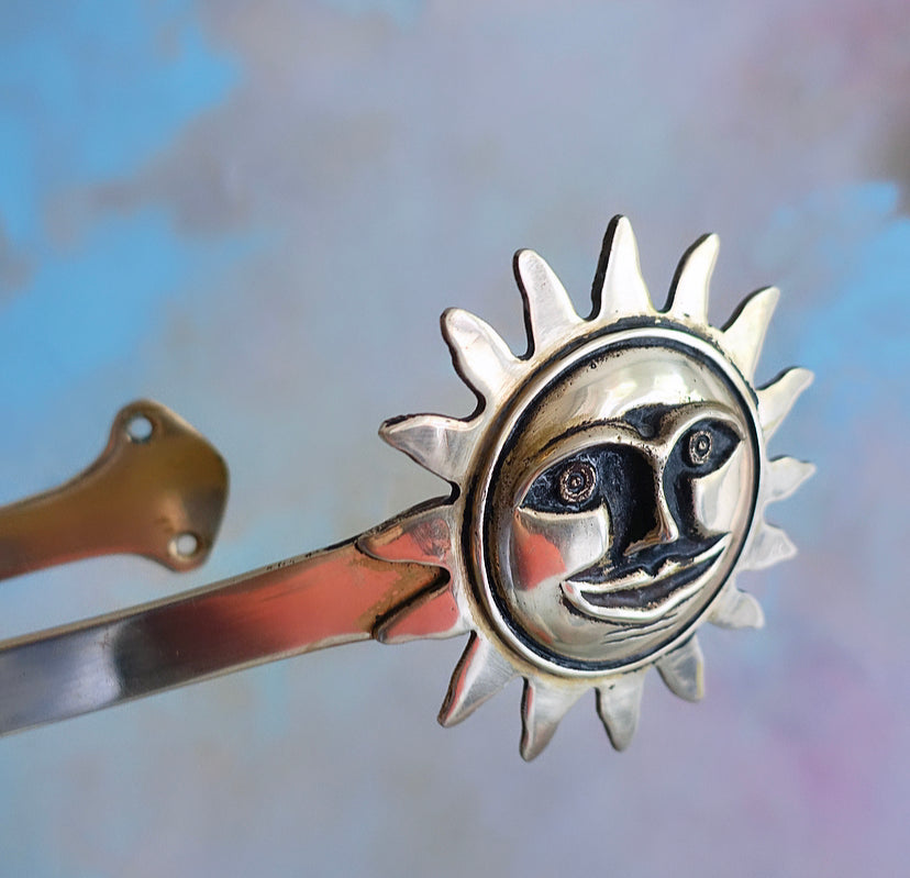 Pair of Brass Sun Curtain Tie-Backs