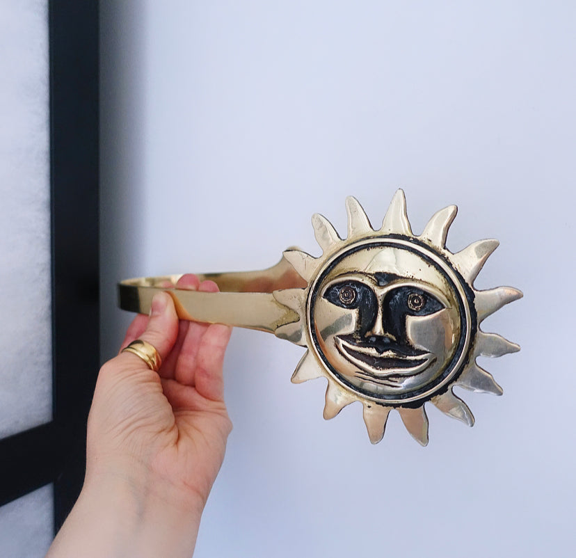 Pair of Brass Sun Curtain Tie-Backs