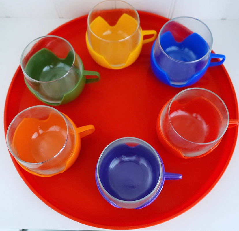 Retro Plastic Mug & tray set