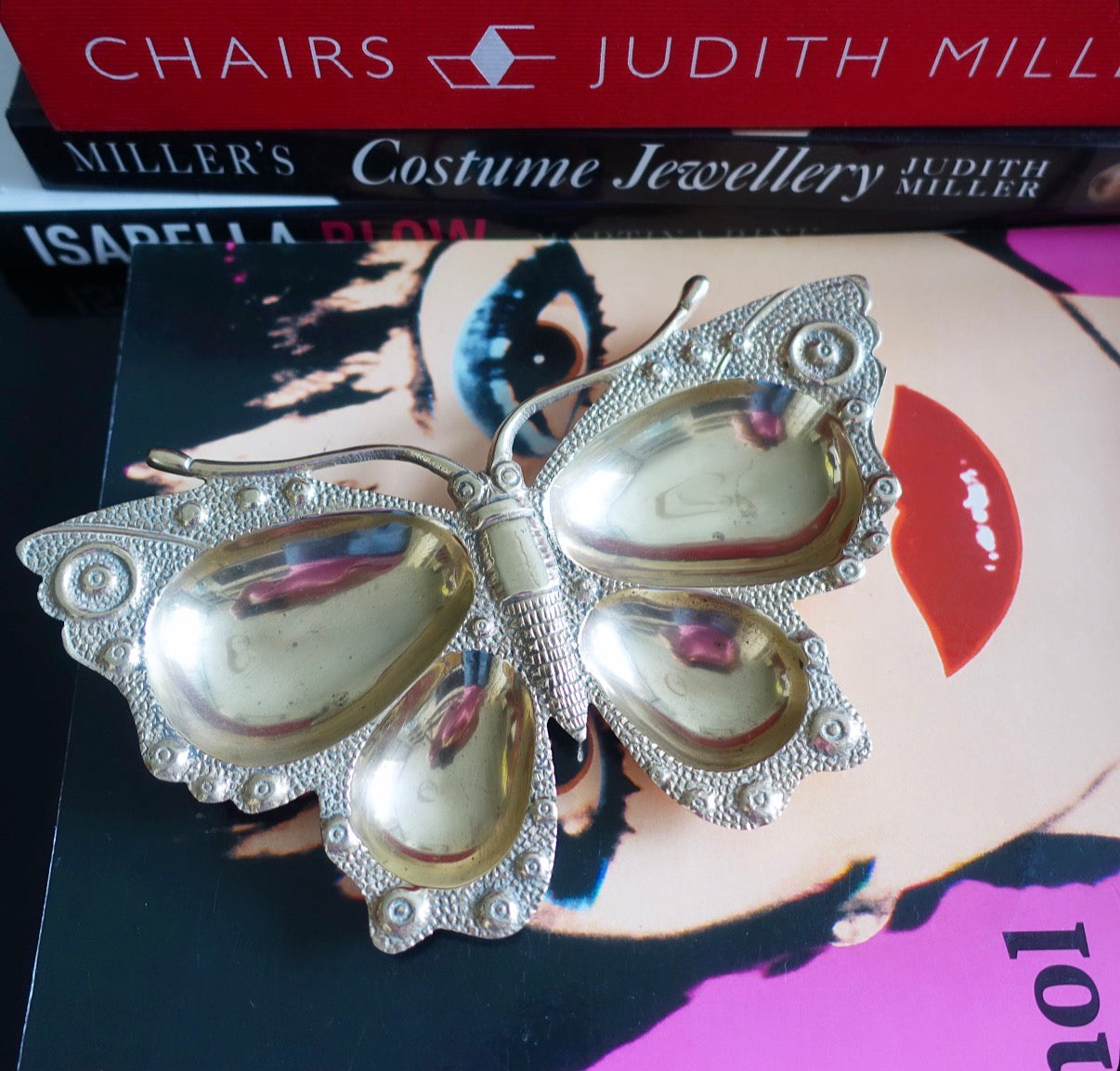 Brass butterfly trinket dish