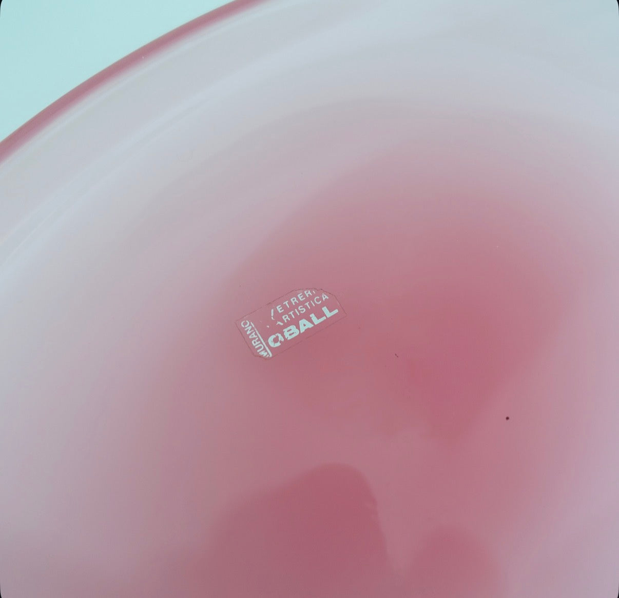 Large Pink Oball Murano glass trinket dish