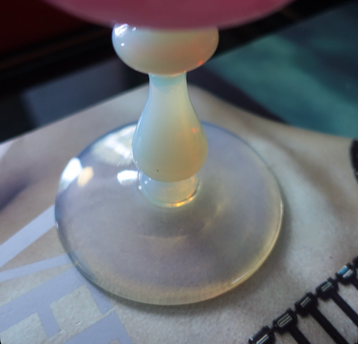 Pink opaline glass goblet vase