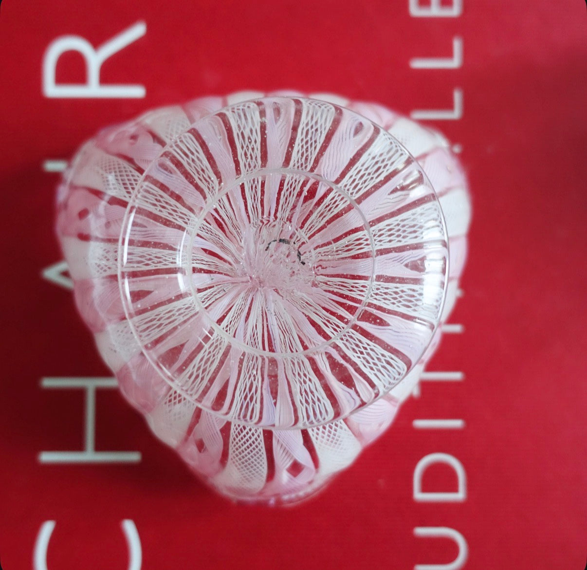 Pink & white Zanfirico Murano bowl