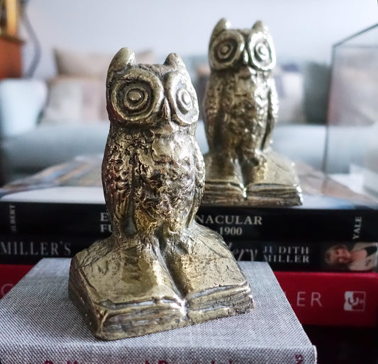 Brass owl bookends