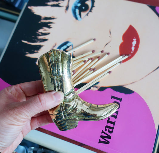 Miniature brass cowboy boot
