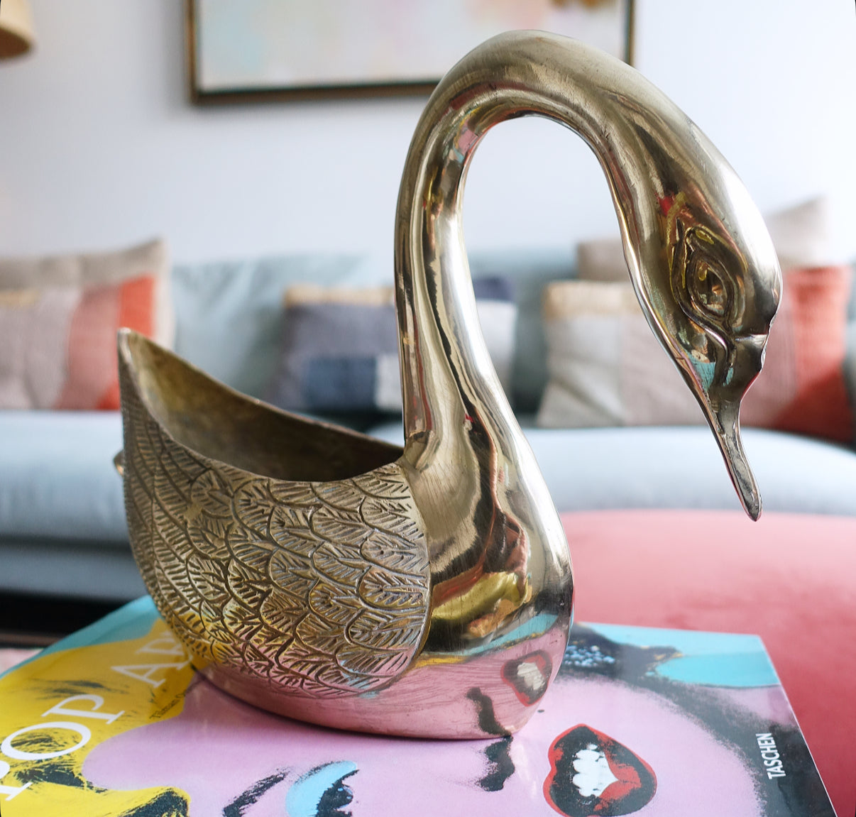 Brass swan planter