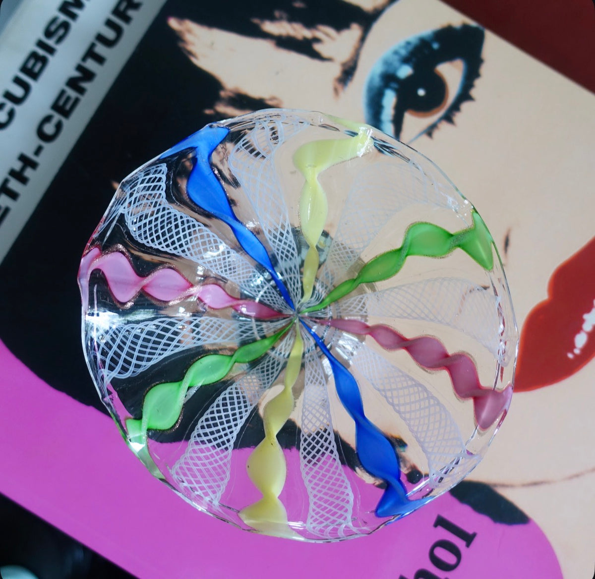 Rainbow Zanfirico Murano glass dish