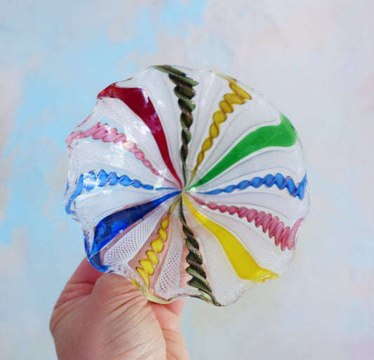 Mid-Century Zanfirico Murano glass Bon Bon dish
