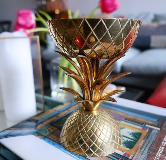 Hollywood Regency brass pineapple bowl