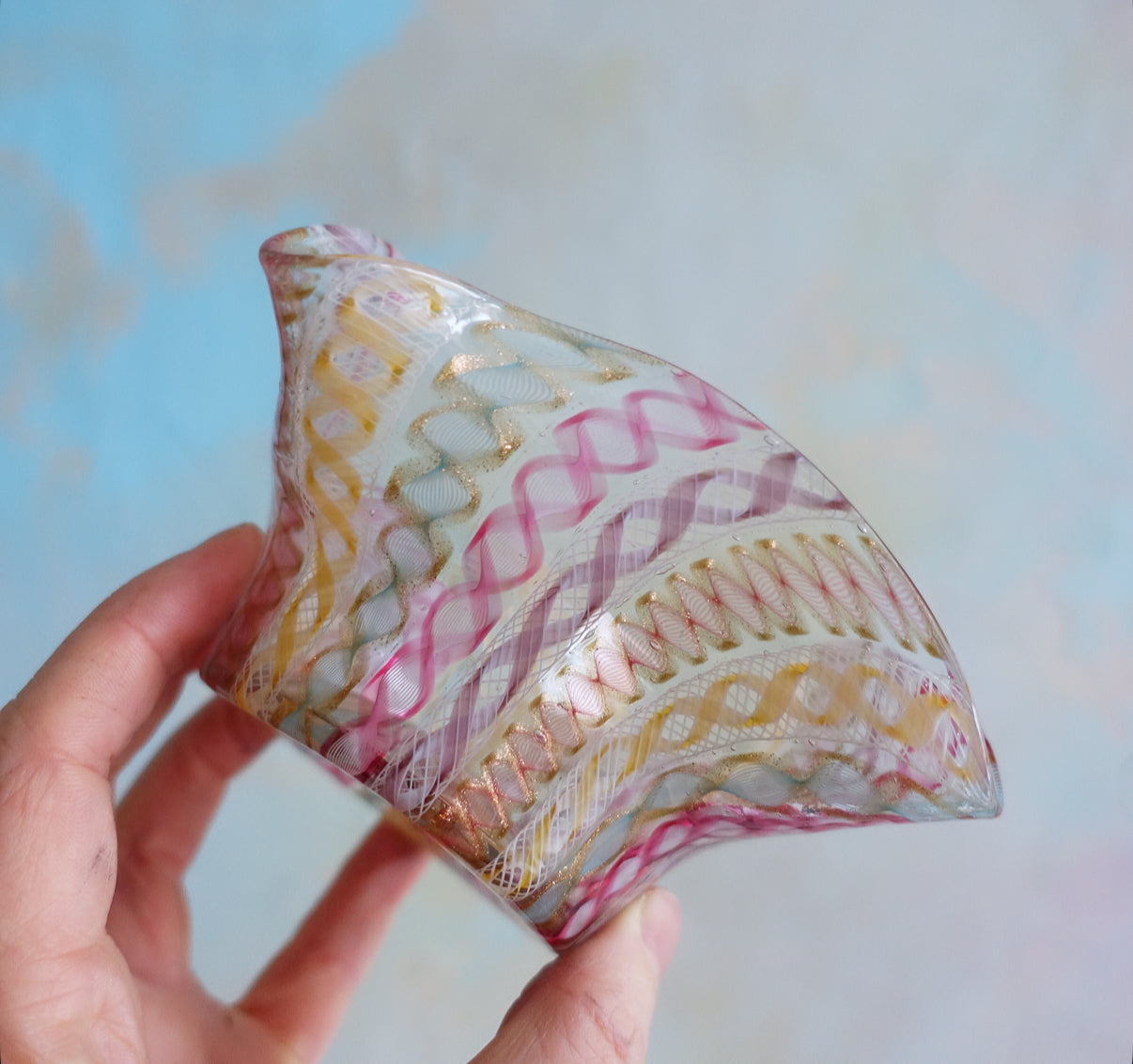 Pastel Zanfirico Murano glass bowl