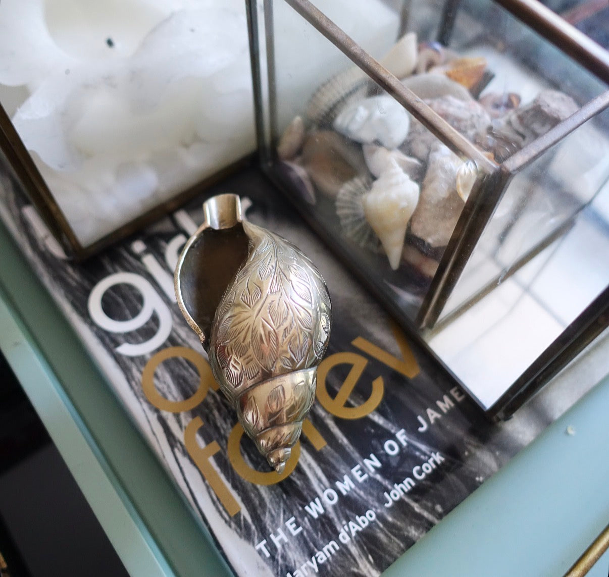 Brass conch shell ashtray