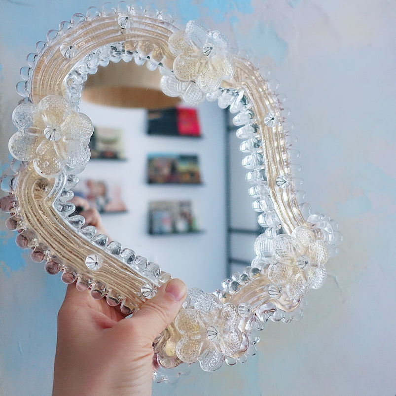 Large Murano glass flower mirror