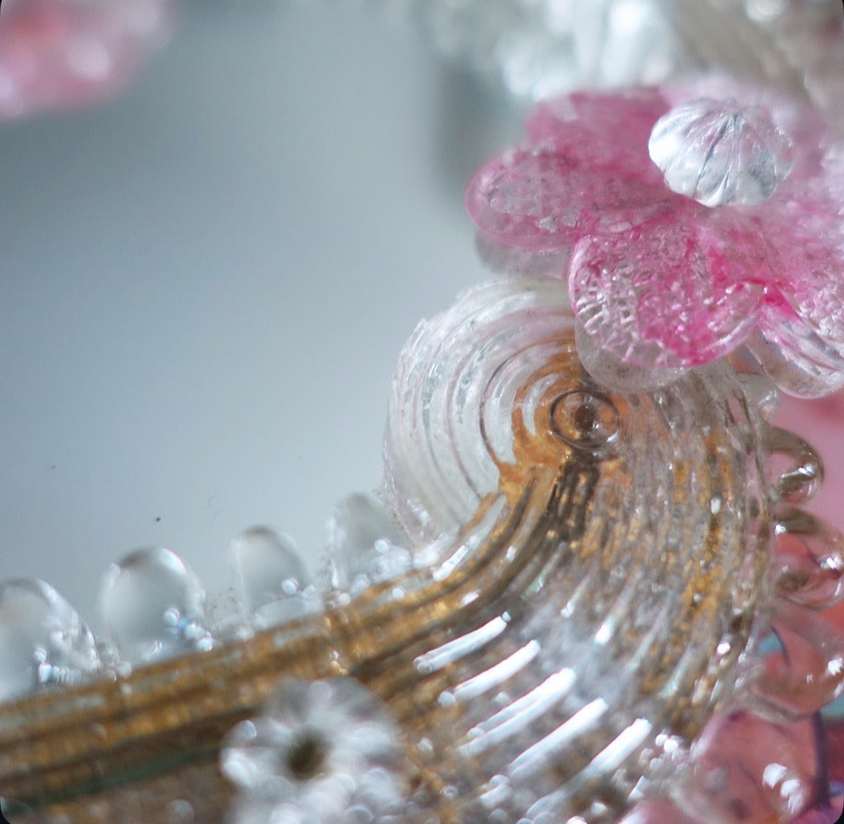 Murano glass flower vanity wall mirror