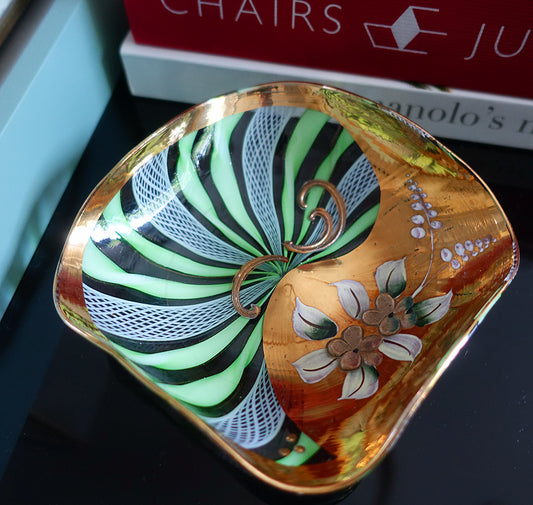 Tre Fuochi Zanfirico Murano glass trinket dish