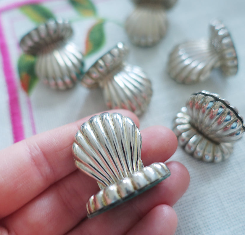 Set of six shell place card holders