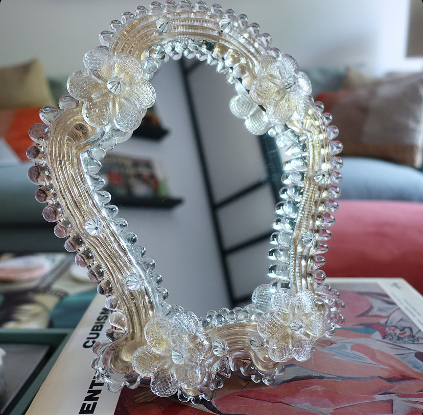 Large Murano glass flower mirror