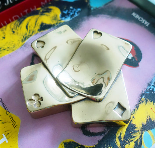 Brass playing cards trinket dish