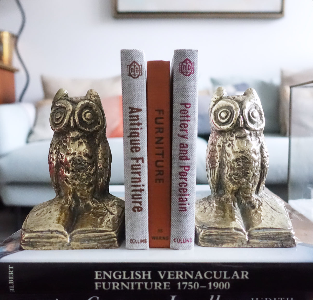 Brass owl bookends
