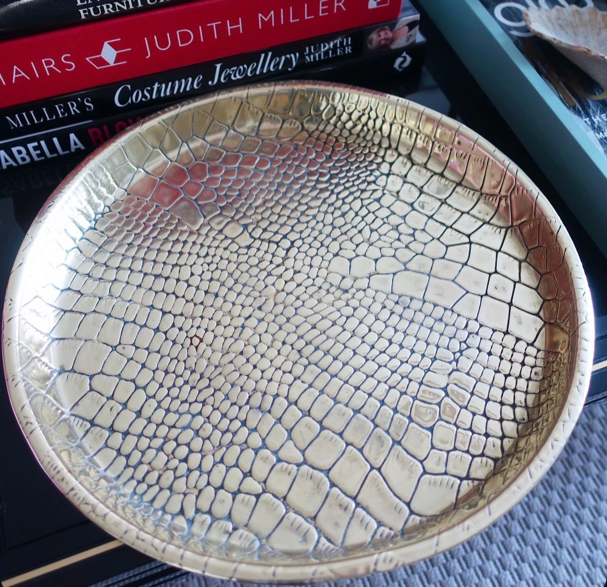 Antique brass tray