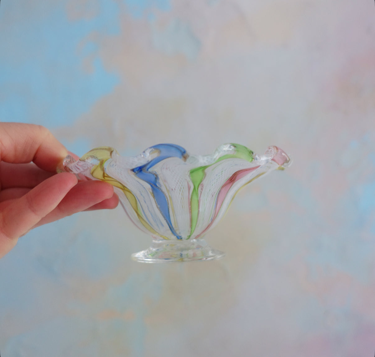 Pastel Zanfirico Murano glass bowl