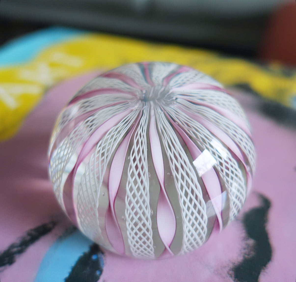 Pink Murano glass paperweight