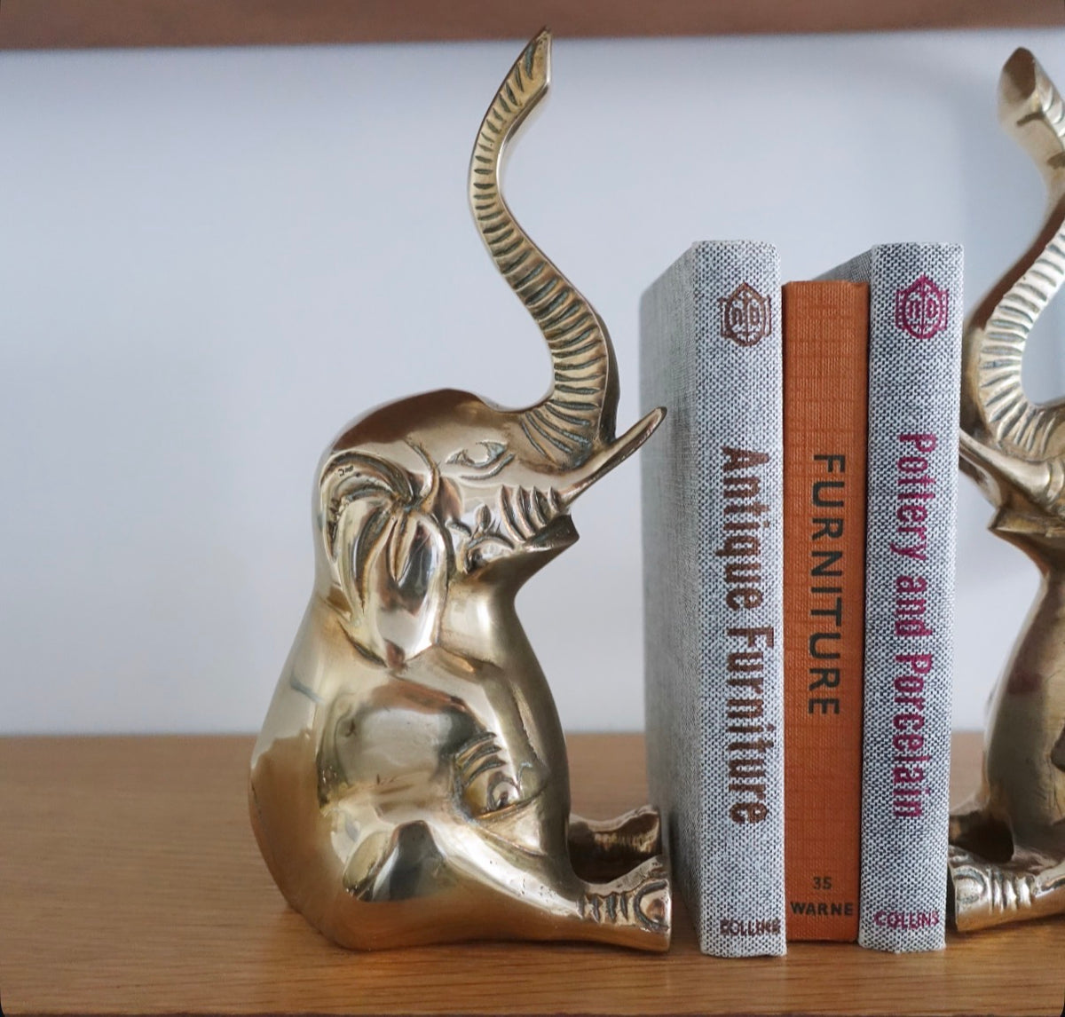 Pair of brass elephant bookends