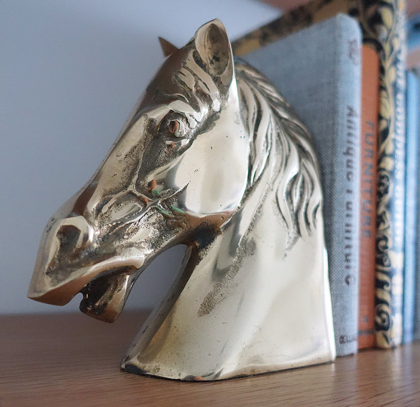 Pair of brass horse bookends