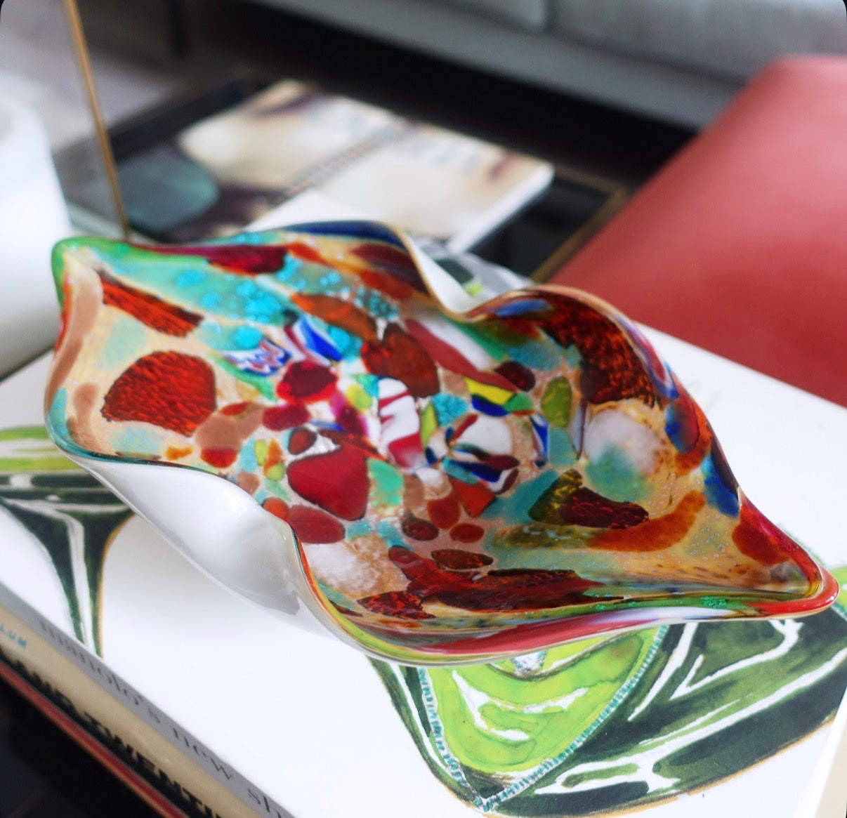 Turquoise Bizantino Murano glass dish