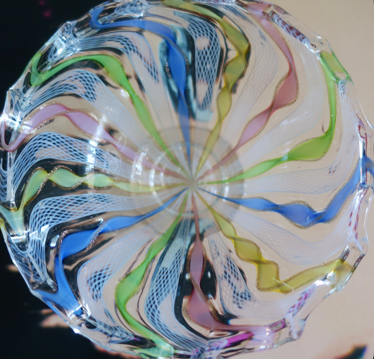 Pastel Zanfirico Murano glass bowl