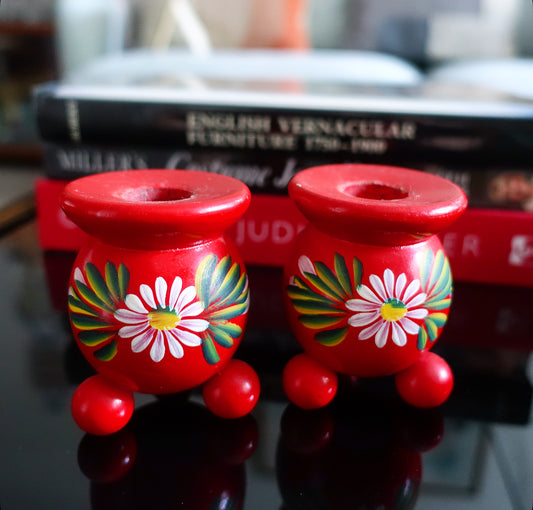 Swedish folk art candle holders