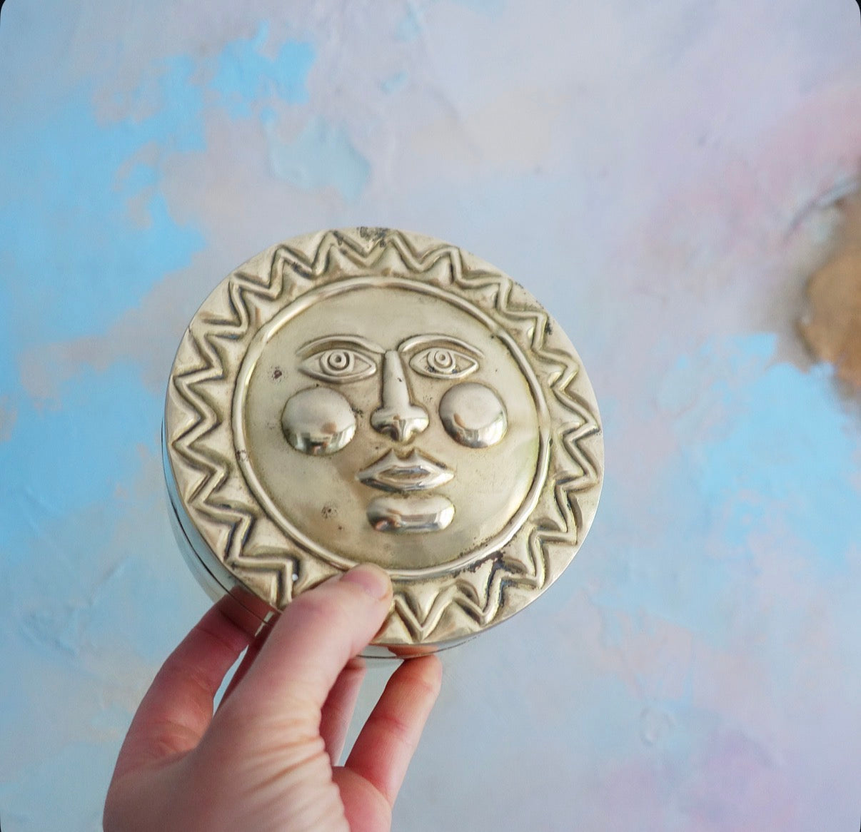 Brass sun trinket box