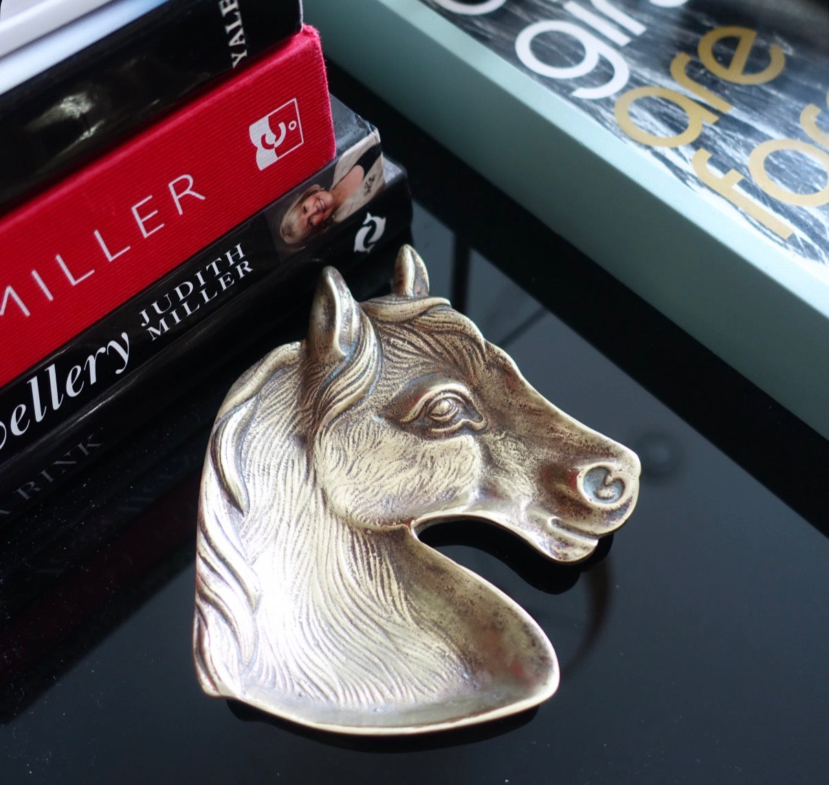 Brass horse trinket dish