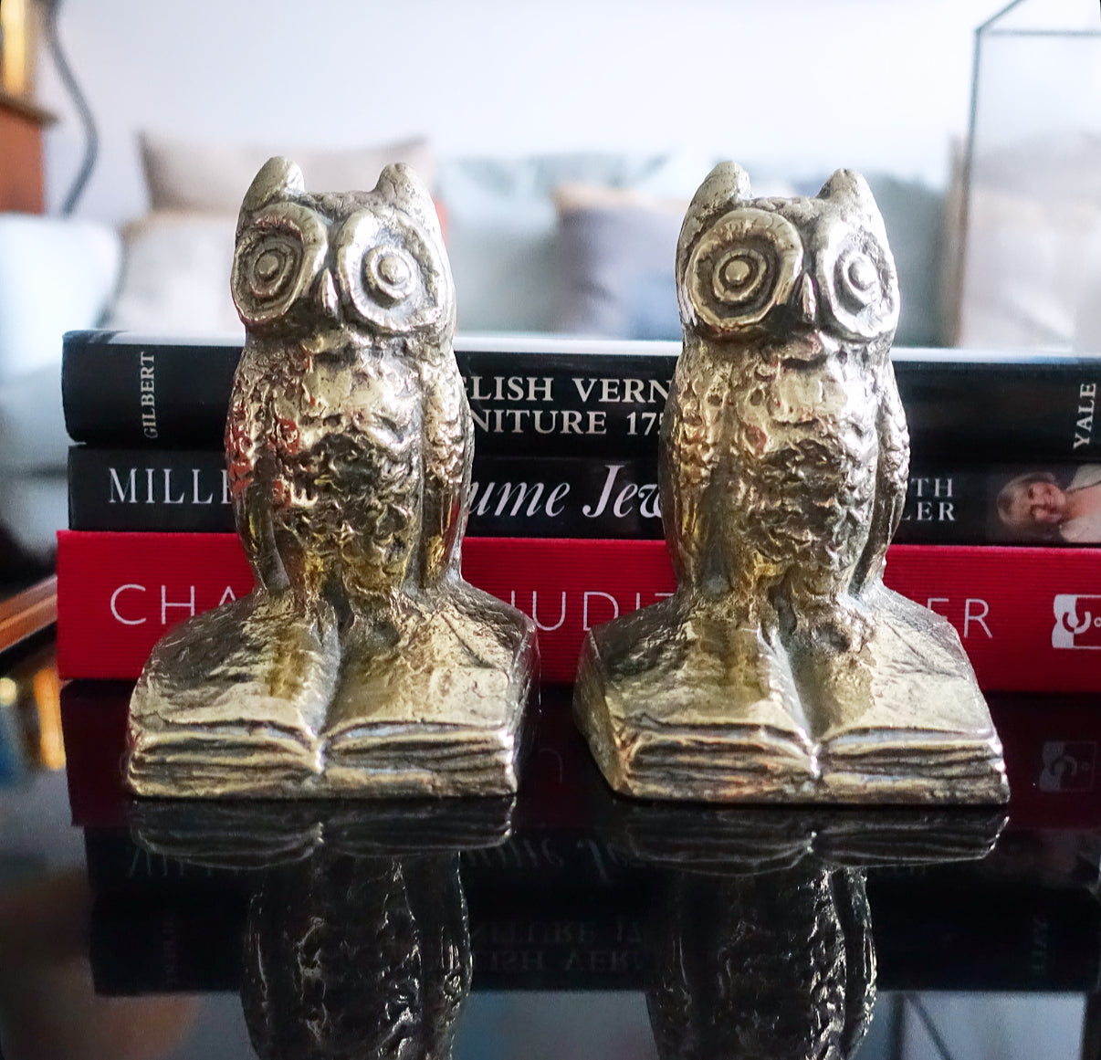 Brass owl bookends