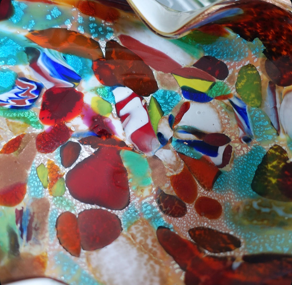 Turquoise Bizantino Murano glass dish
