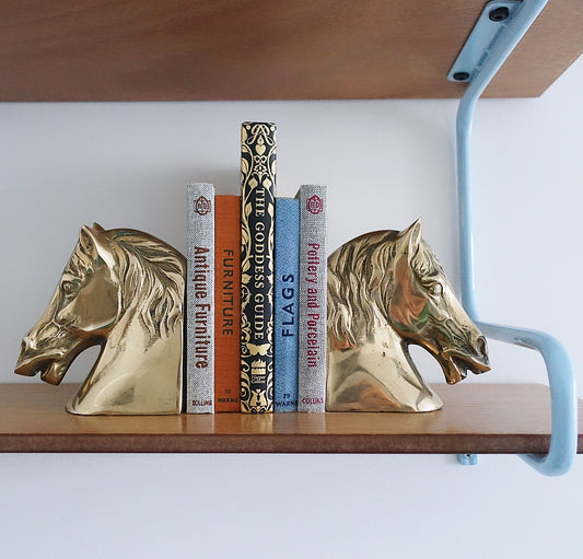 Pair of brass horse bookends