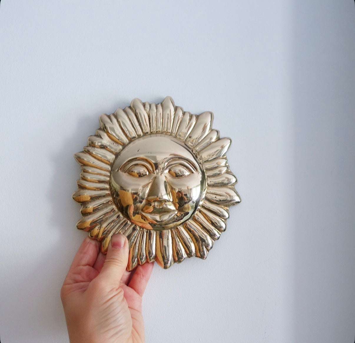 Brass sun & moon wall plaque set