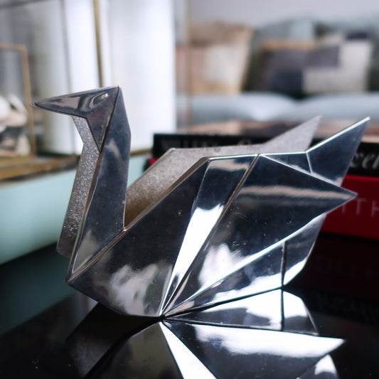 Chrome origami swan napkin holder