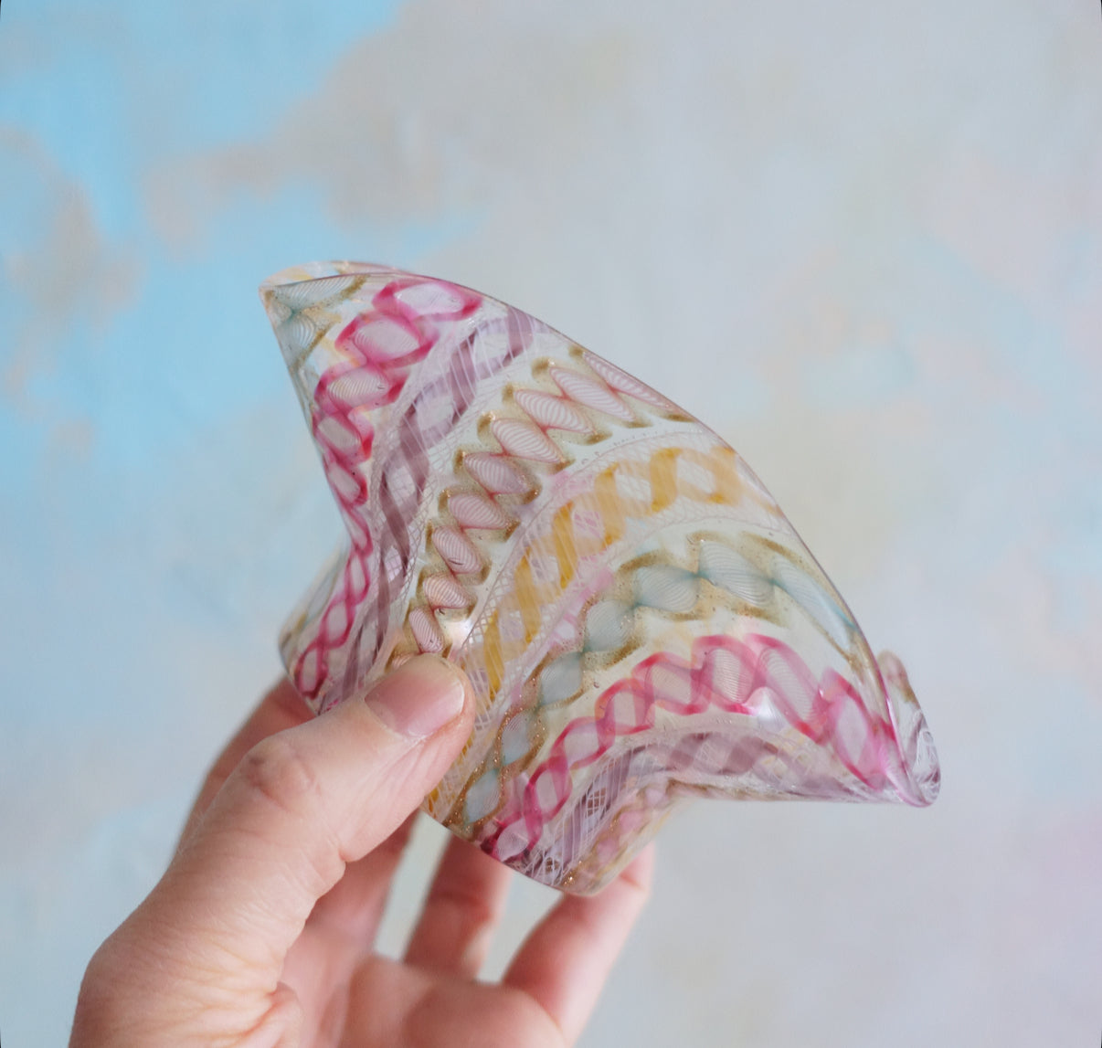 Pastel Zanfirico Murano glass bowl