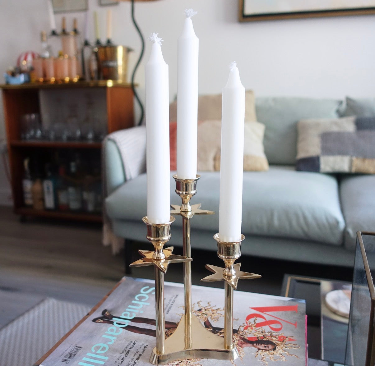 Brass star candle holder
