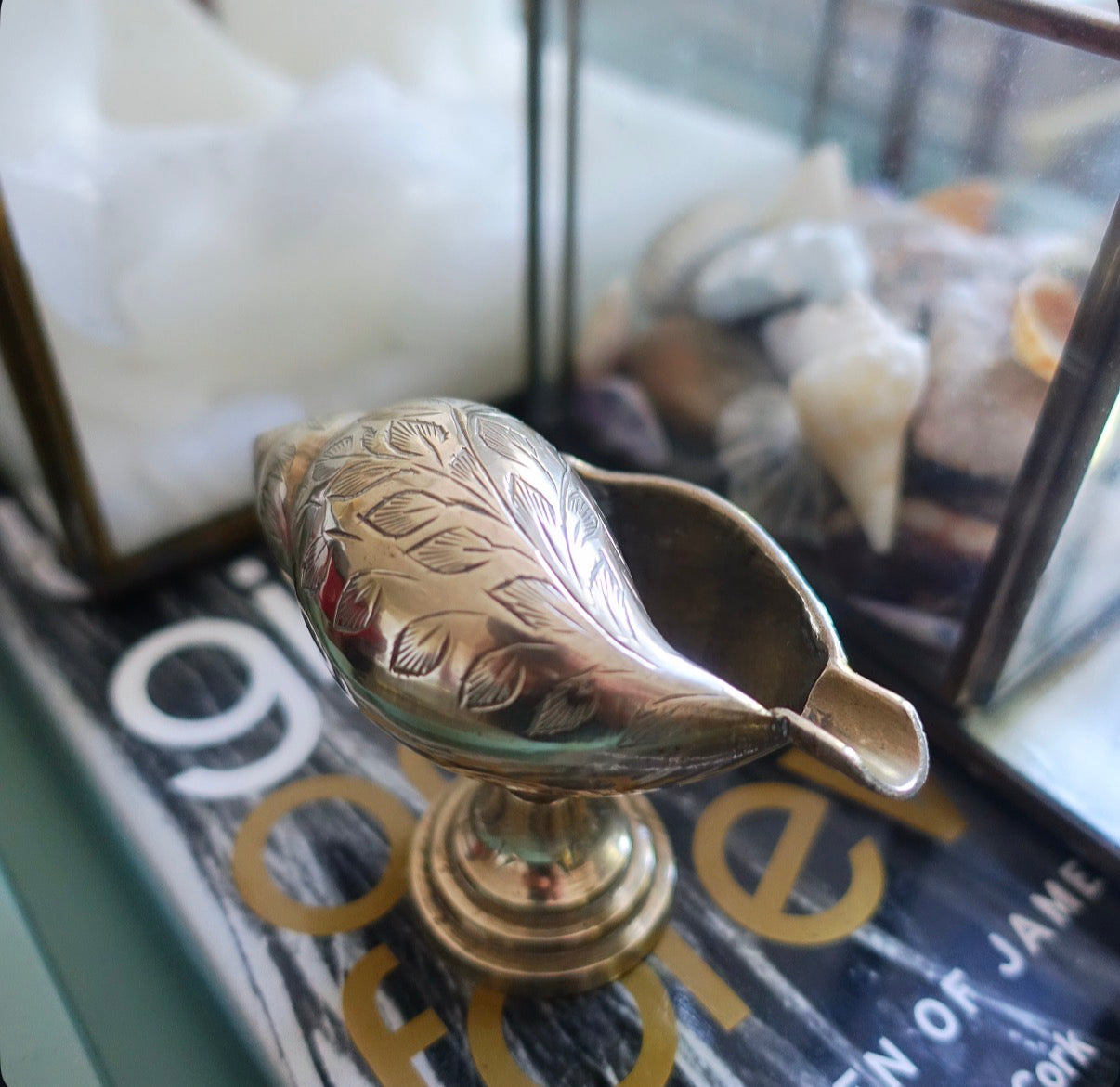 Brass conch shell ashtray