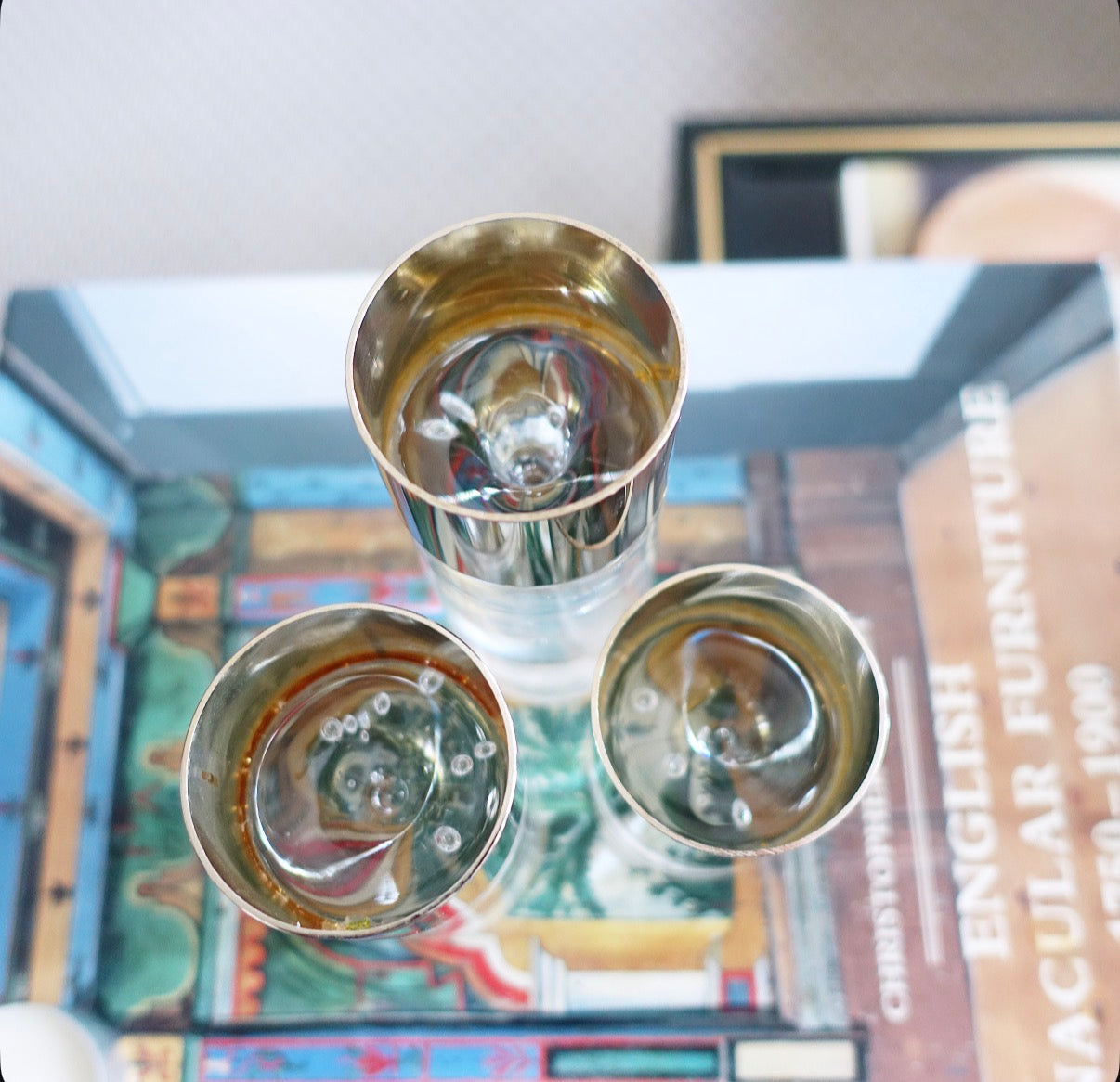 Set of three Nybro Sweden glass candle holders