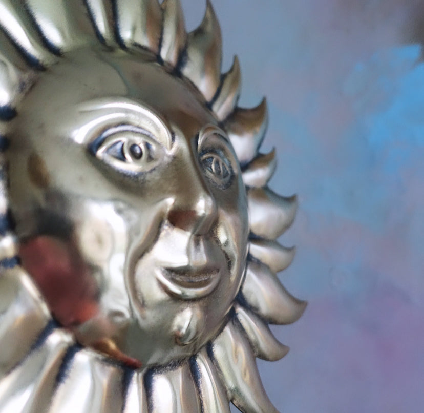 Large brass sun wall plaque