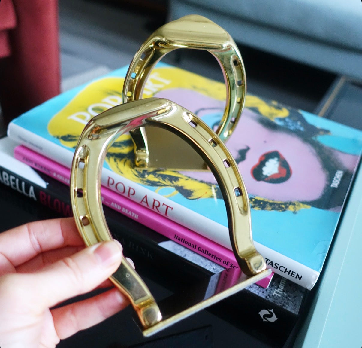 Brass horseshoe bookends