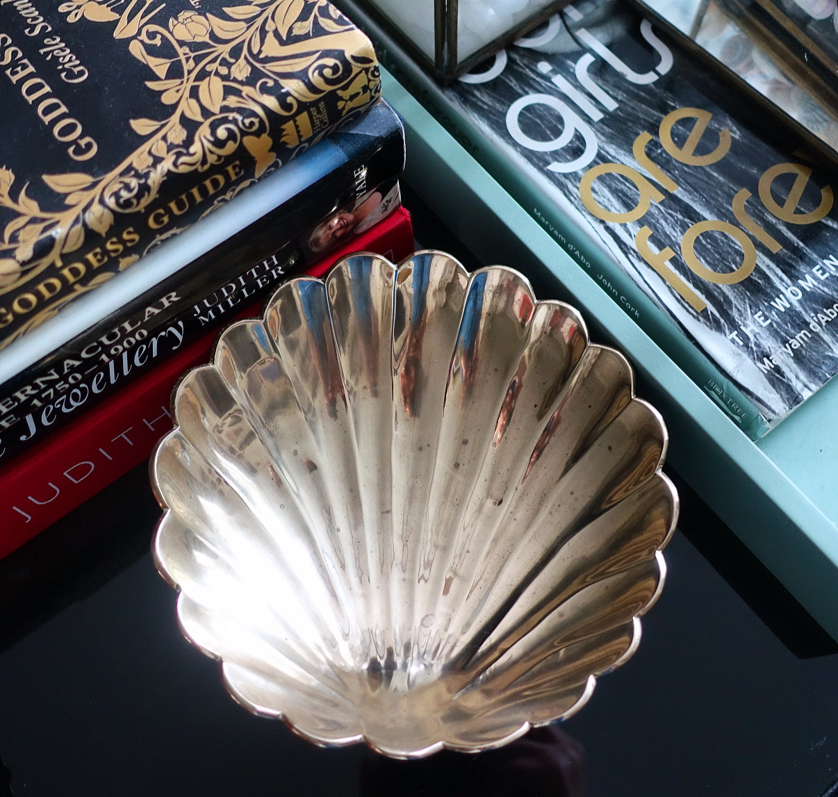 Hollywood Regency brass scallop shell dish