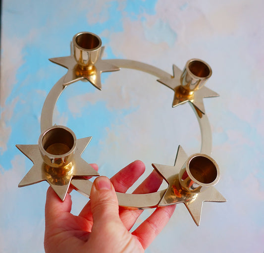 Brass star candle holder centrepiece