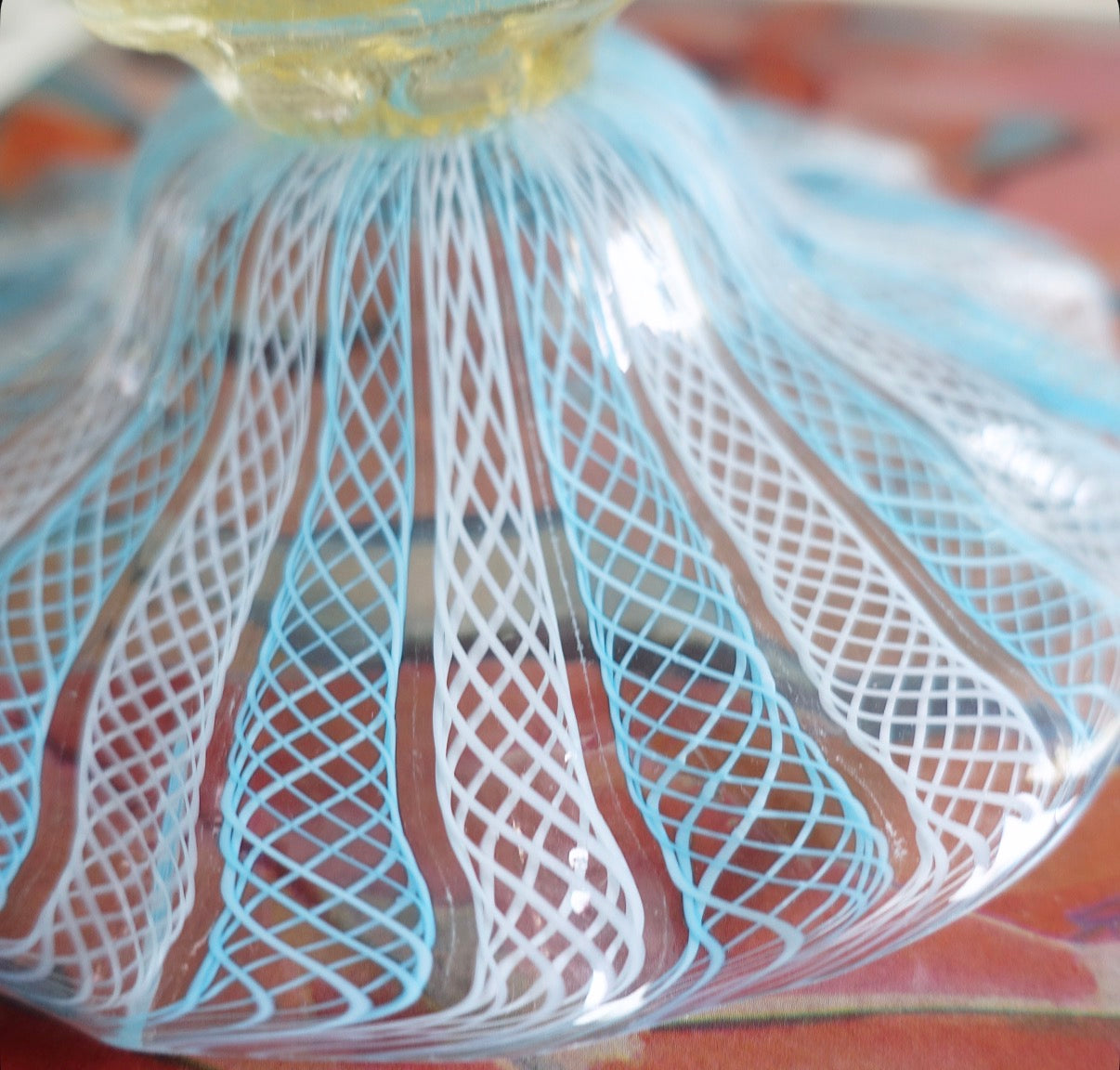 Blue & white Zanfirico Murano glass Bon Bon dish