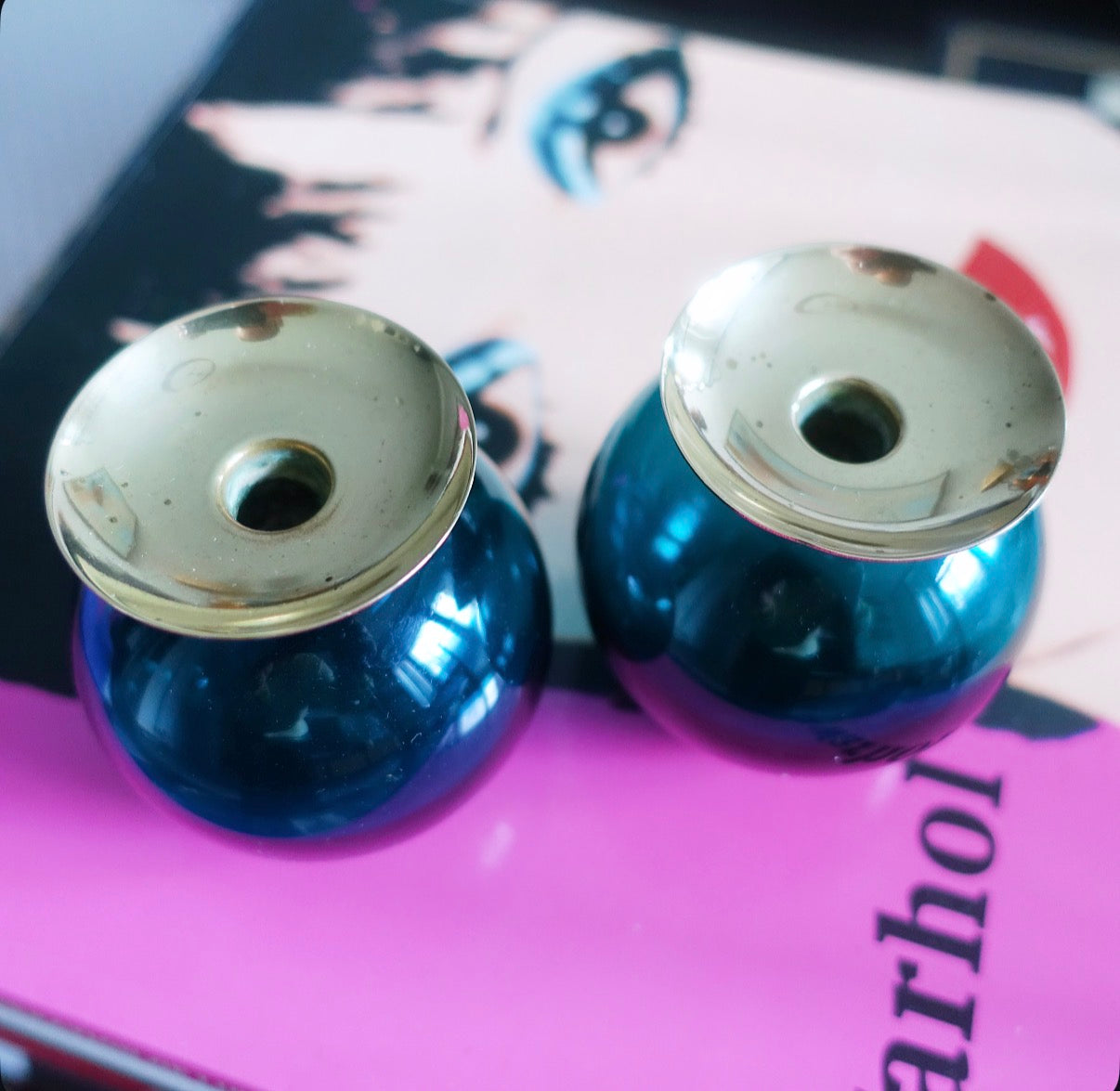 Pair of light ball candle holders